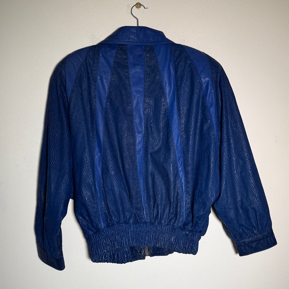 Vintage Gino di Giorgio, textured leather Blue Jacket - Picture 6 of 10